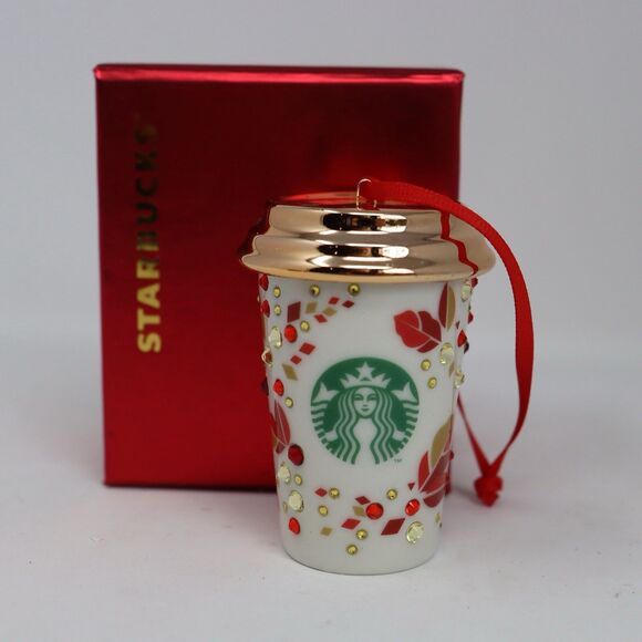 Starbucks Swarovski Limited Ceramic Crystal Ornament Coffee Cup 2013 Mermaid - Picture 1 of 5